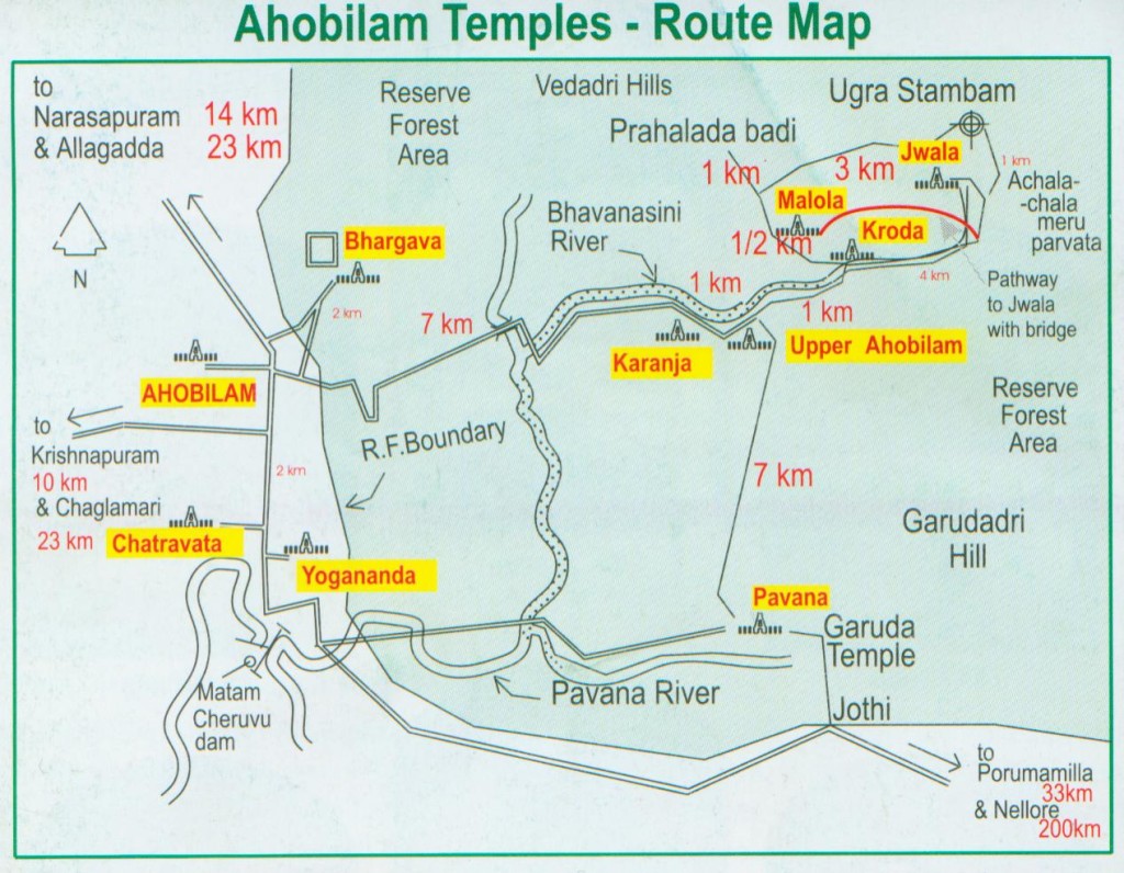 Route Map of Ahobilam